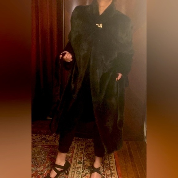 Fur coat black Dimond 100% genuine fur Mink high quality coat size -42 US M-L - Picture 14 of 16